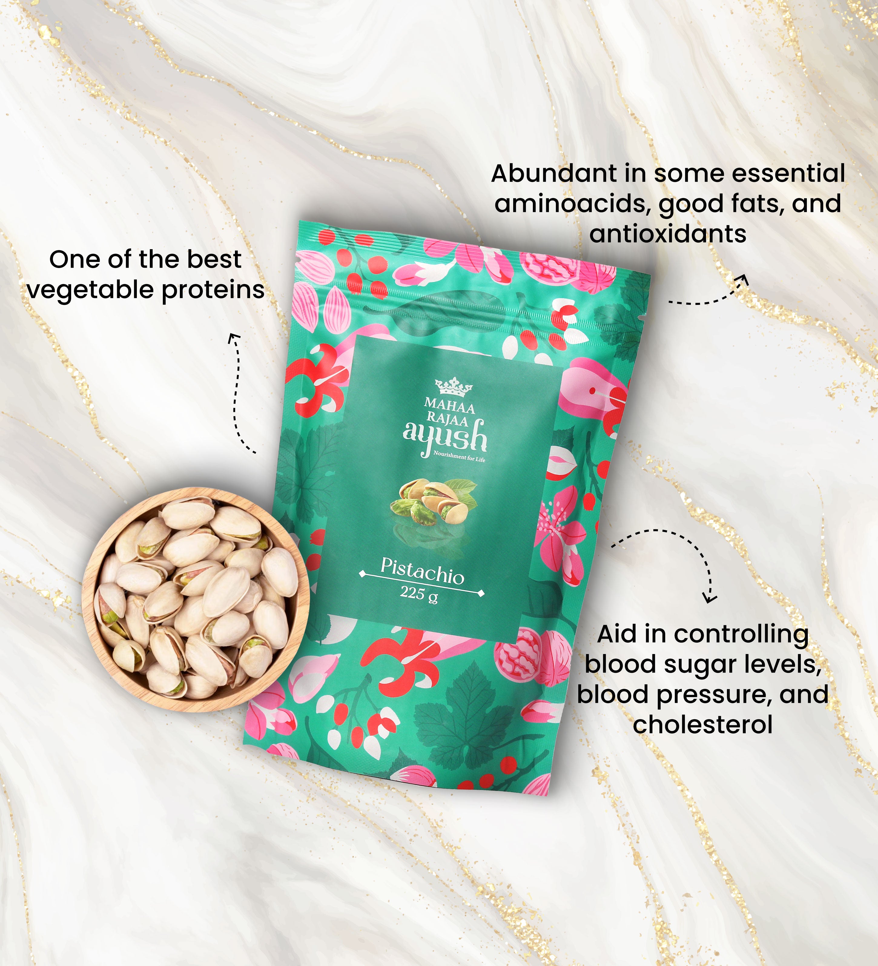 MahaaRajaa Ayush Pistachios 225gm (Pack of 2)