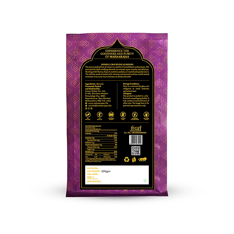 MahaaRajaa Premium Inshell Crackling Almonds 300gm