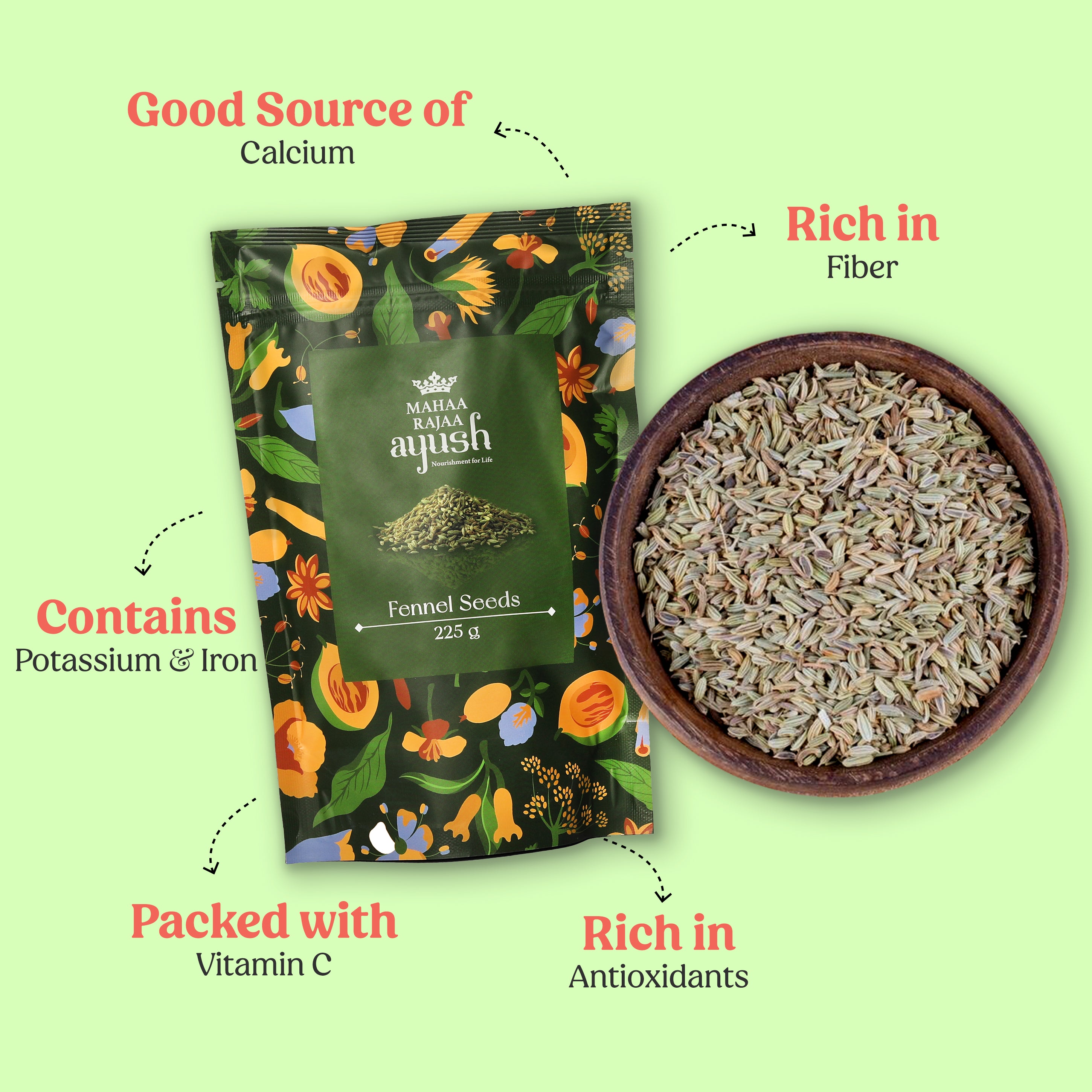 MahaaRajaa Ayush Fennel Seeds 225gm