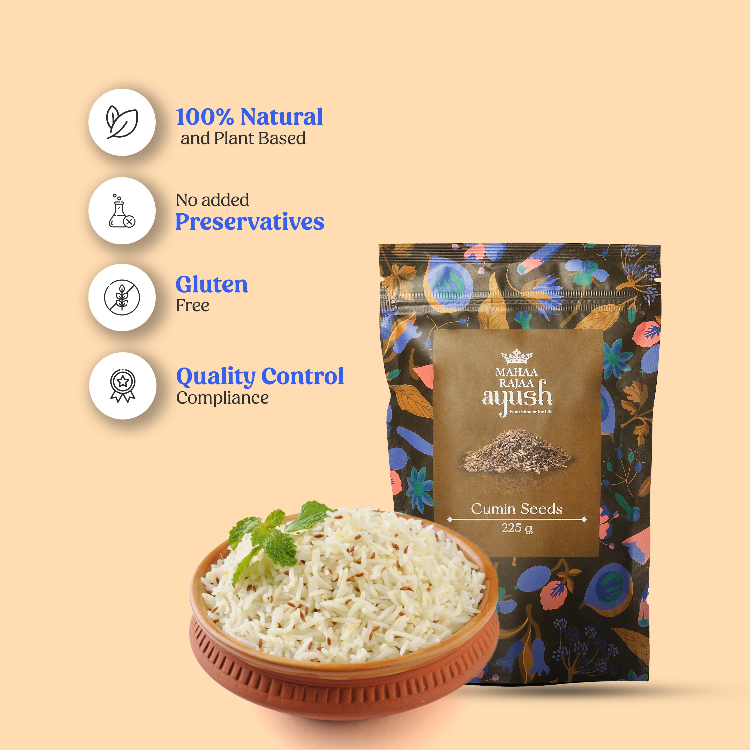 MahaaRajaa Ayush Cumin Seeds 225gm